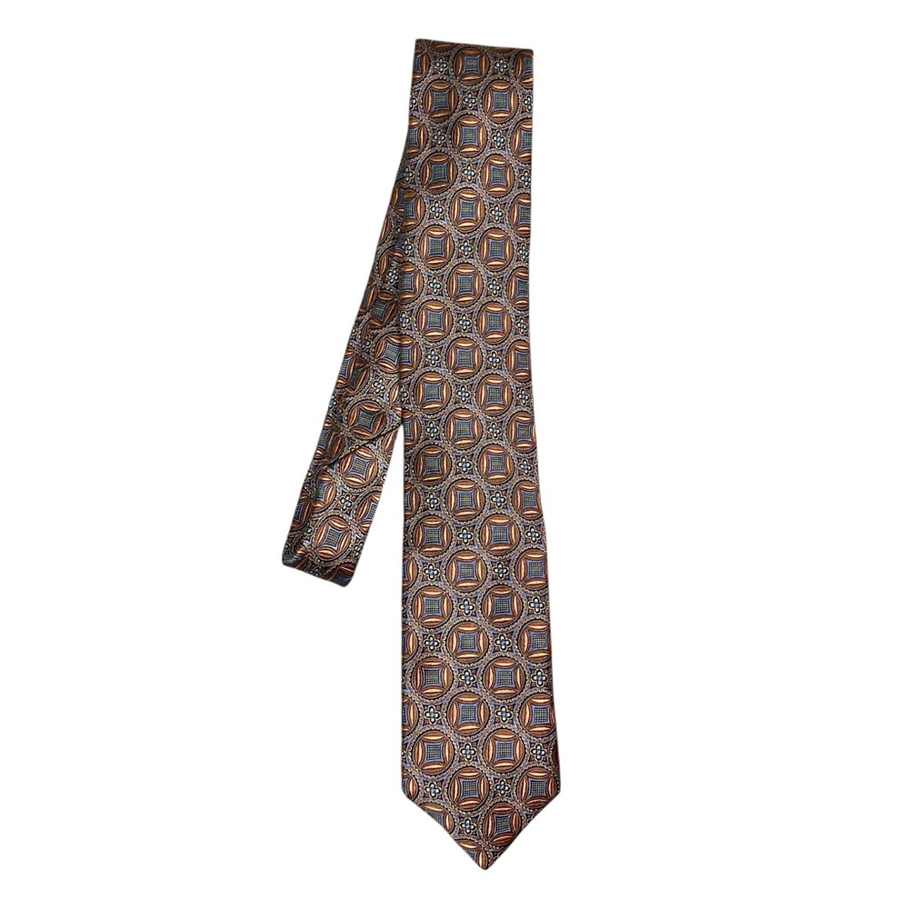 JZ Richards 100% Silk Neck Tie Men's Extra Long‎ Copper Blue Suit Business Tie